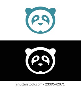 Cute panda logo template vector icon illustration design,panda logo template, Panda's head.