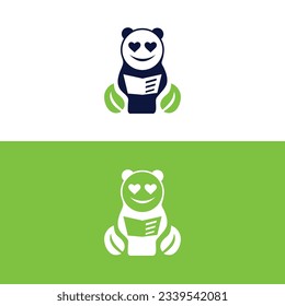 Cute panda logo template vector icon illustration design,panda logo template, Panda's head.