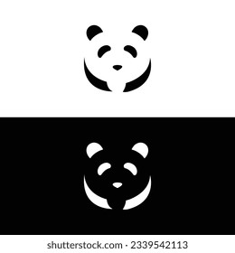 Cute panda logo template vector icon illustration design,panda logo template, Panda's head.