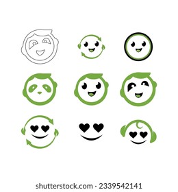 Cute panda logo template vector icon illustration design,panda logo template, Panda's head.
