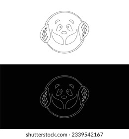 Cute panda logo template vector icon illustration design,panda logo template, Panda's head.