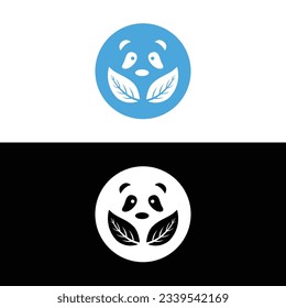 Cute panda logo template vector icon illustration design,panda logo template, Panda's head.