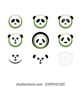 Cute panda logo template vector icon illustration design,panda logo template, Panda's head.