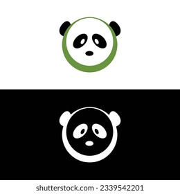 Cute panda logo template vector icon illustration design,panda logo template, Panda's head.