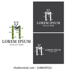 Cute panda logo vector template illustration