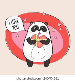 Cute panda in love