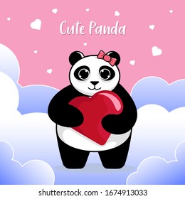 Cute panda with love. Can be used to print baby t-shirts, fashion print designs, children's clothing, baby shower celebration greetings and invitation cards. Vector