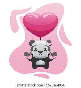CUTE PANDA WITH LOVE CARTOON VECTOR