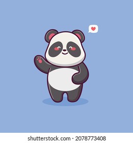 Cute panda love cartoon vector icon illustration animal nature icon concept isolated