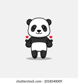 Cute panda with love hand pose