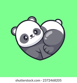 Cute Panda Love Heart Shape Cartoon Vector Icon 
Illustration. Animal Nature Icon Concept Isolated Premium 
Vector. Flat Cartoon Style