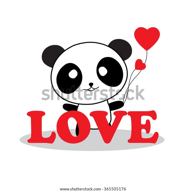 Cute Panda Love Heart Vector Stock Vector (Royalty Free) 365505176