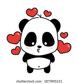 Cute panda love kiss Valentine animal