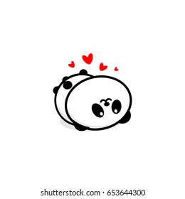 Cute Panda In love and rest vector illustration, Baby Bear logo, new design line art, Chinese Teddy-bear Black color sign, simple image, picture with animal played.