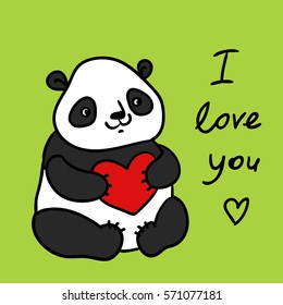 cute panda in love. vector illustration