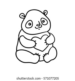cute panda in love. vector illustration