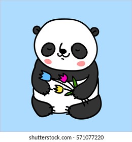 cute panda in love. vector illustration