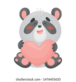 Cute panda lover. Vector illustration on white background.