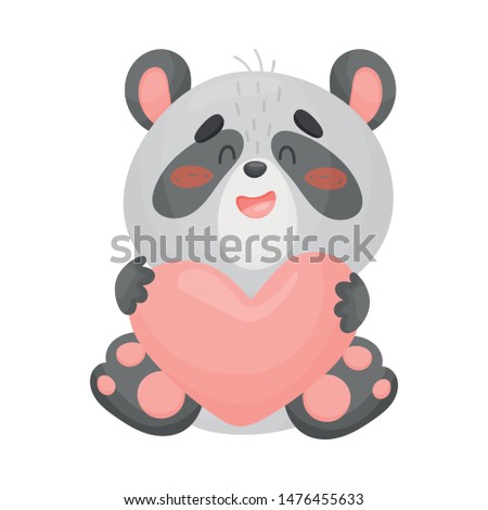 Cute panda lover. Vector illustration on white background.