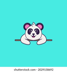 Cute Panda lying down. Animal cartoon concept isolated. Can used for t-shirt, greeting card, invitation card or mascot.