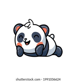 Cute panda lying down cartoon
