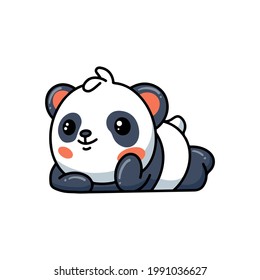 Cute panda lying down cartoon