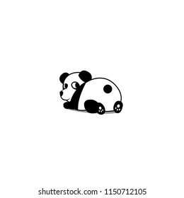 Cute panda lying down and looking back, vector illustration	