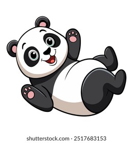 Lindo Panda acostado en su espalda