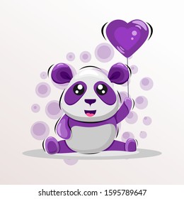 cute panda mascot cartoon design vector with love balloon