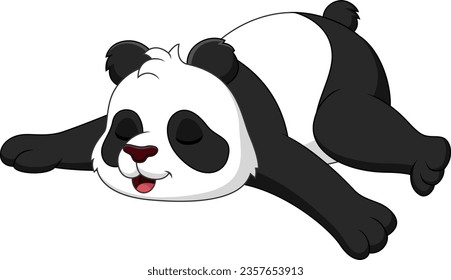 Cute panda mascot cartoon sleeping