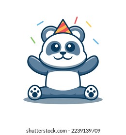Cute Panda Mascot Celebrating Birthdays Vector Illustration