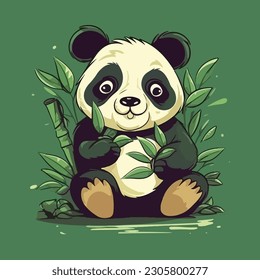 Cute panda mascot character for bamboo product brand.