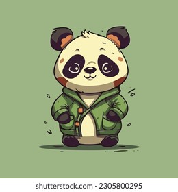 Cute panda mascot character for bamboo product brand.
