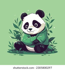 Cute panda mascot character for bamboo product brand.