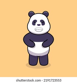 Cute Panda Mascot Character Big Smile With White Teeth Of Illustration Vector
