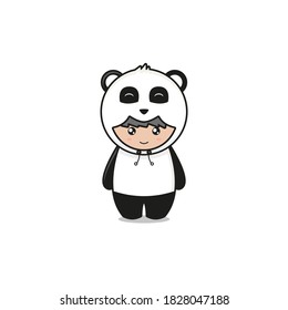 Cute panda mascot character illustration. Design isolated on white background.