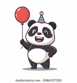 A cute panda mascot style logo design vector with modern illustration concept style for badge, emblem and tshirt printing