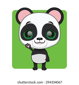 Cute panda mascot waving pose