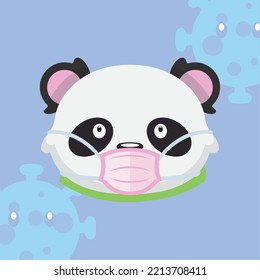 Cute panda with a mask Self care Vector