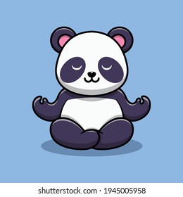 el lindo panda está meditando en la caricatura Ilustración