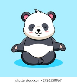 Panda bonito meditando pacificamente Vetor ilustração Design de desenhos animados