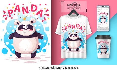 Cute panda - mockup for your idea. Vector eps 10
