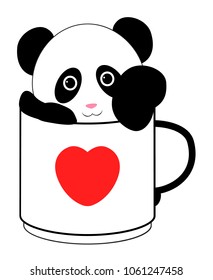 Cute panda in a mug