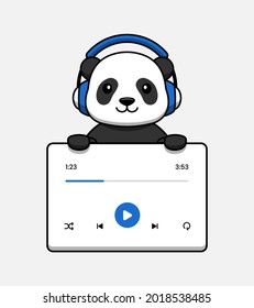 Cute panda with music user interface