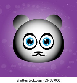 Cute panda muzzle on violet background. cartoon character. pretty avatar. Funny animal.