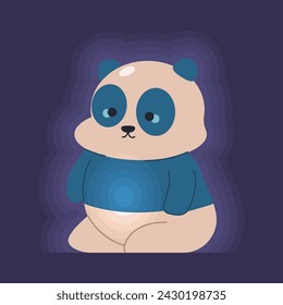 Cute panda night light for children vector cartoon illustration isolated on a white background.