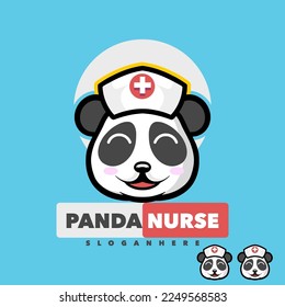 Cute panda nurse mascot cartoon