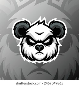 Un panda lindo sobre un fondo gris