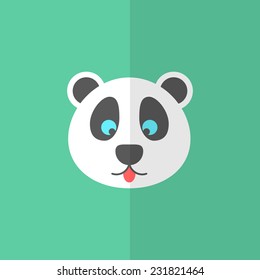 cute panda on green background. flat design modern vector illustration