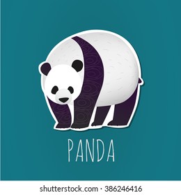Cute Panda on a green background, vector illustration